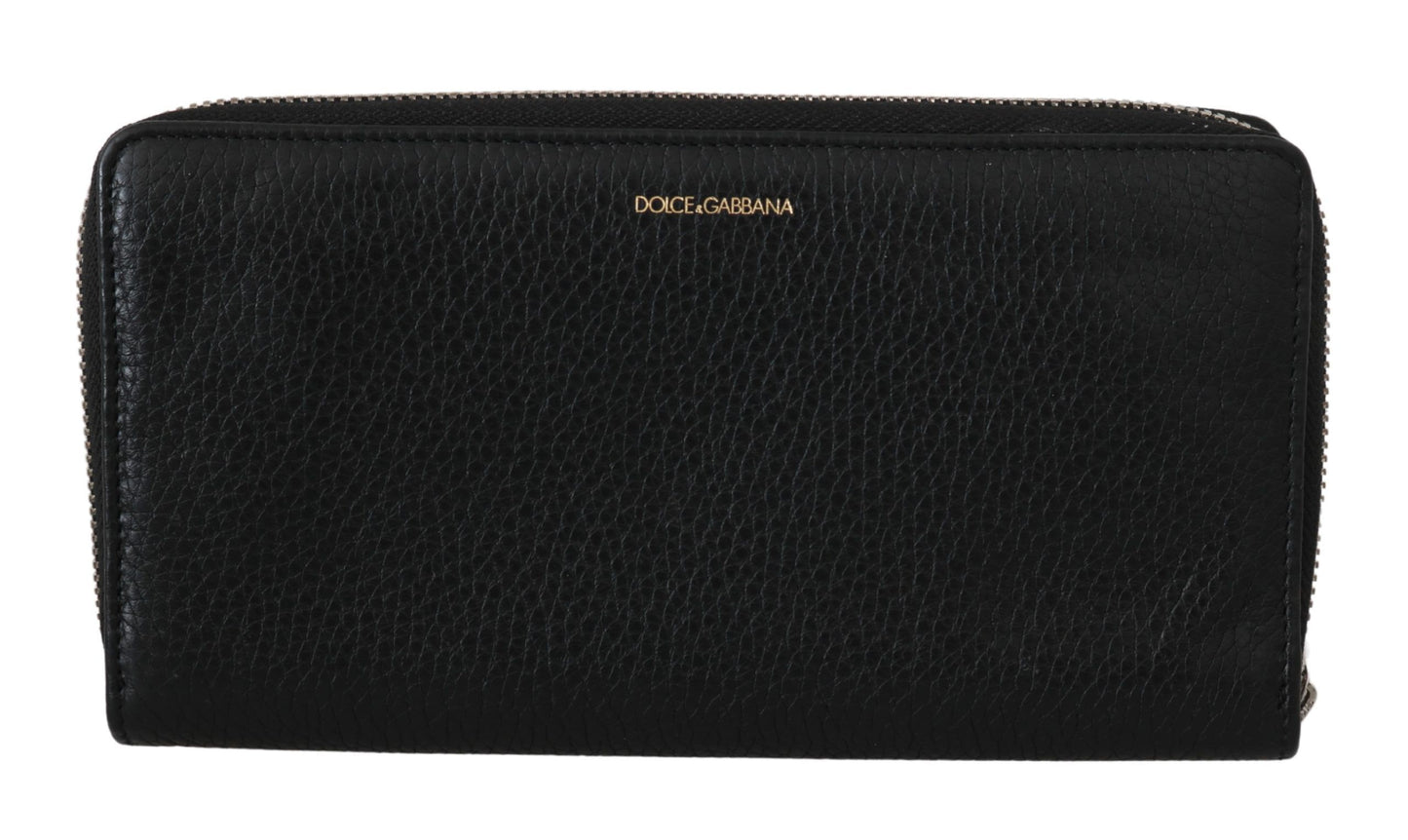 Dolce & Gabbana Elegante schwarze Continental-Geldbörse aus Leder mit Reißverschluss