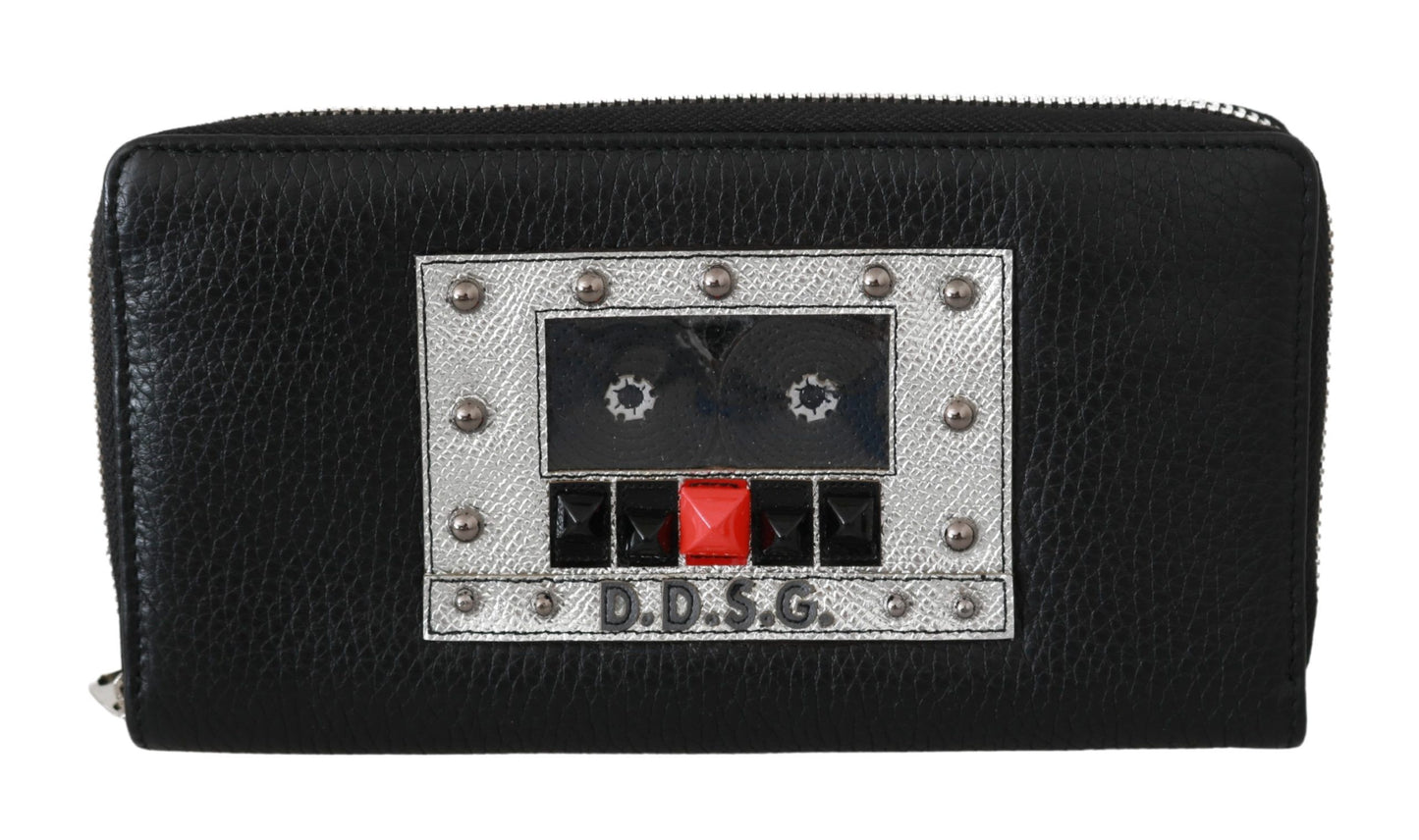 Dolce & Gabbana Elegante schwarze Continental-Geldbörse aus Leder mit Reißverschluss