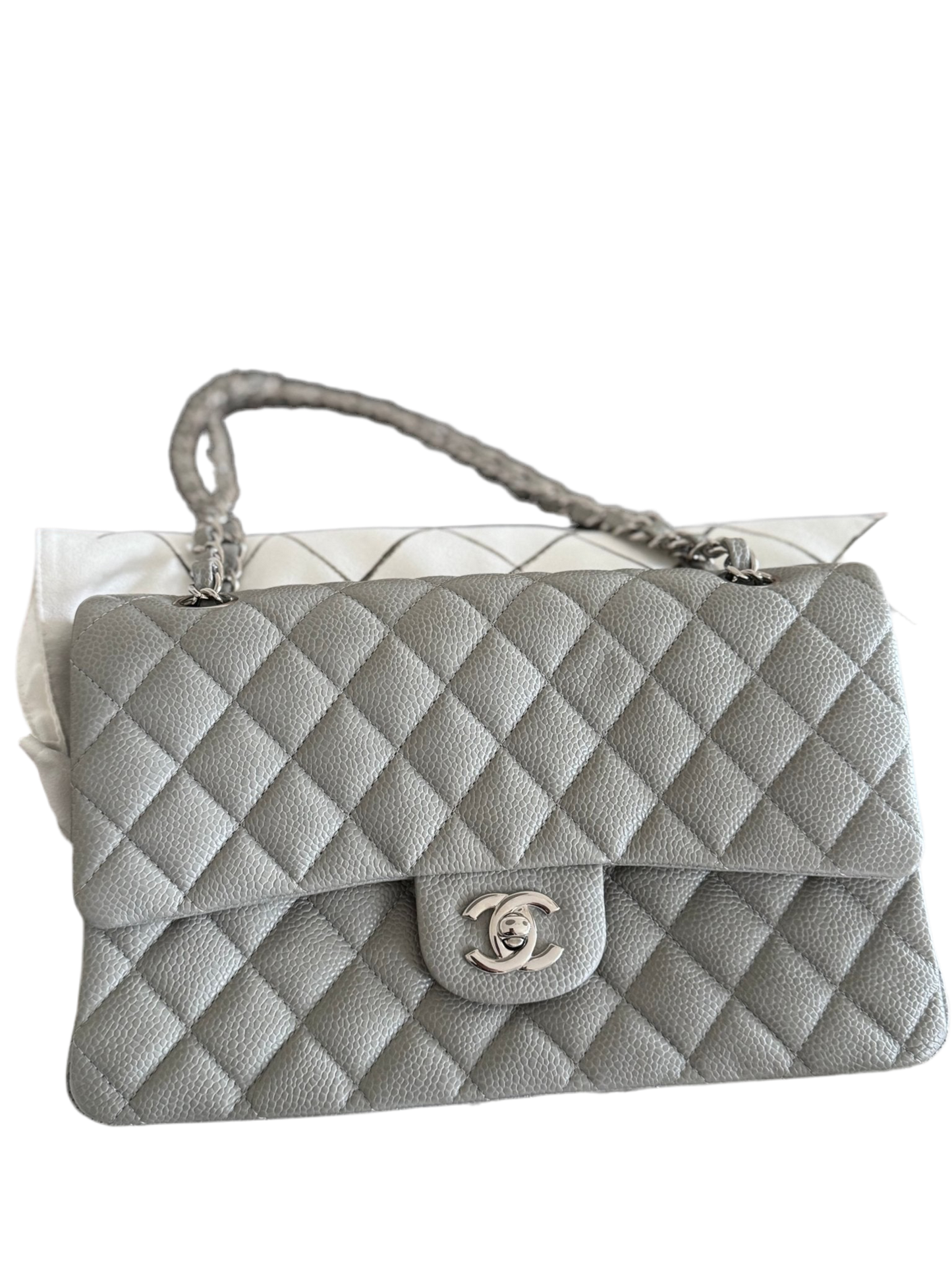 Gray Chanel Medium Double Flap Bag at The Platonist