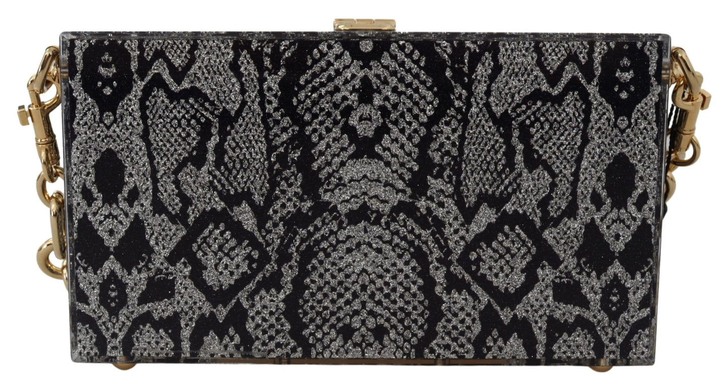Pochette Dolce Box en résine grise avec détails dorés Dolce & Gabbana