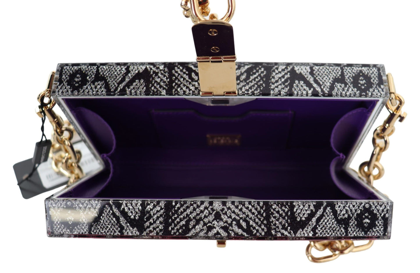 Pochette Dolce Box en résine grise avec détails dorés Dolce & Gabbana