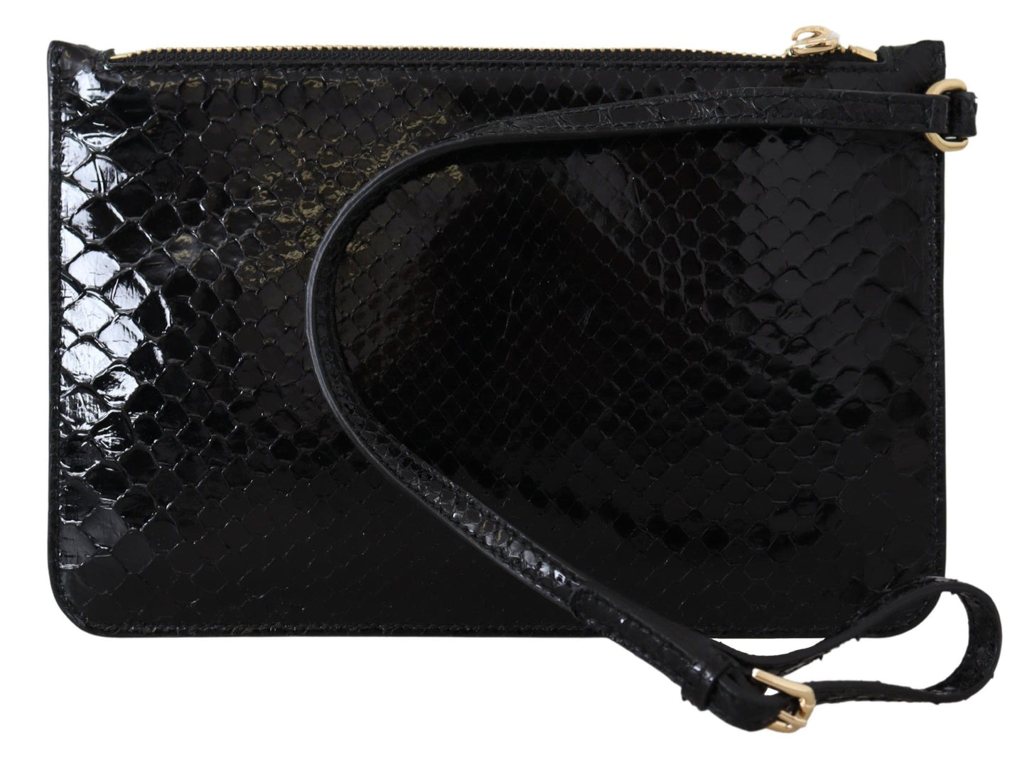 Portefeuille à dragonne en cuir exotique noir Dolce & Gabbana