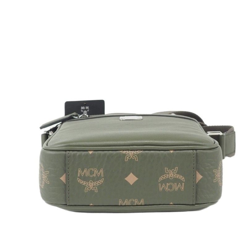 MCM Klassik Mini Sea Turtle Visetos Mixed Leather Multifunction Crossbody Bag Green at The Platonist