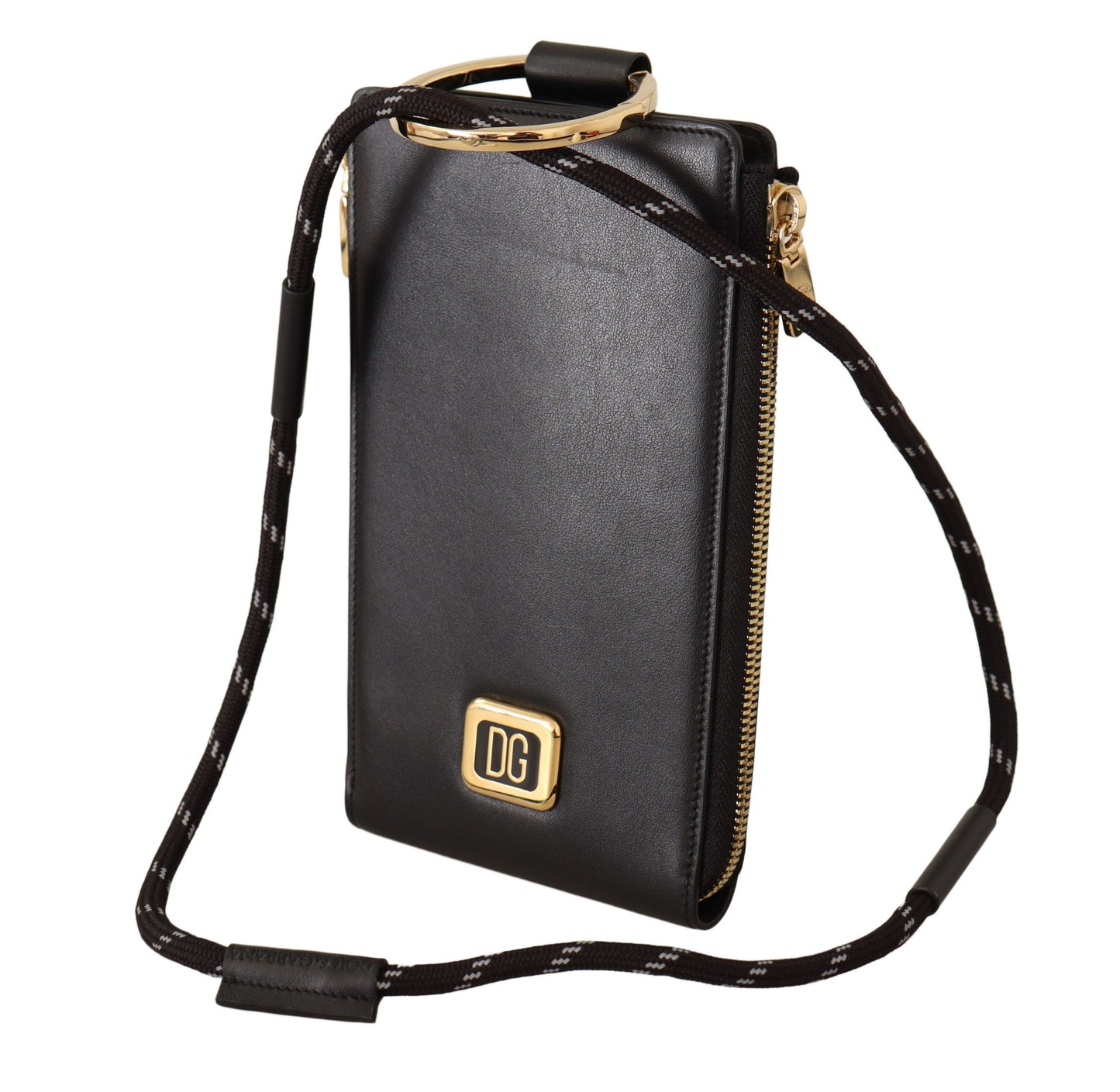 Portefeuille élégant à lanières en cuir noir Dolce & Gabbana