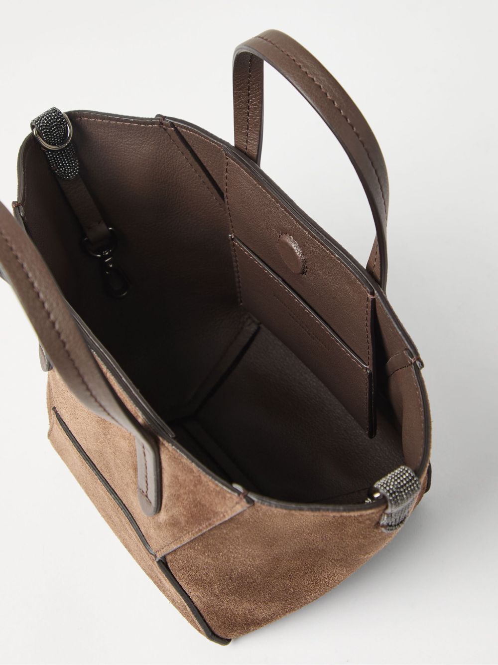 Brunello Cucinelli Duo Mini Bag In Suede With Monili