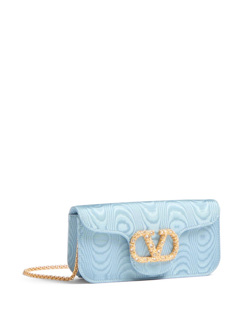 Valentino Garavani - Pochette Locò en tissu moiré avec logo bijou