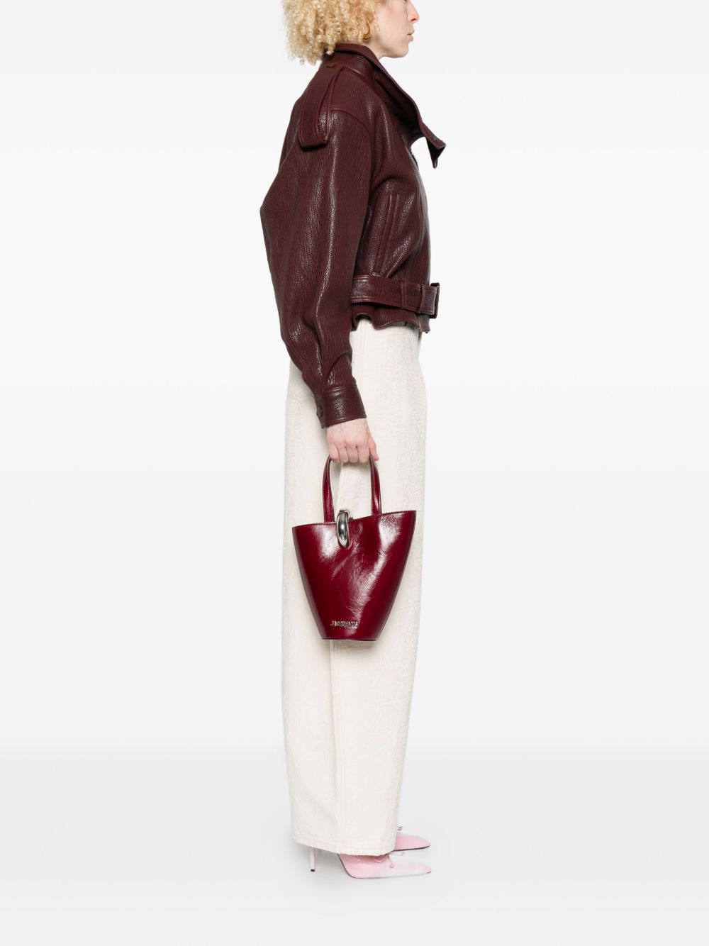 Jacquemus Le Petit Bambola Bordeaux Bucket Bag
