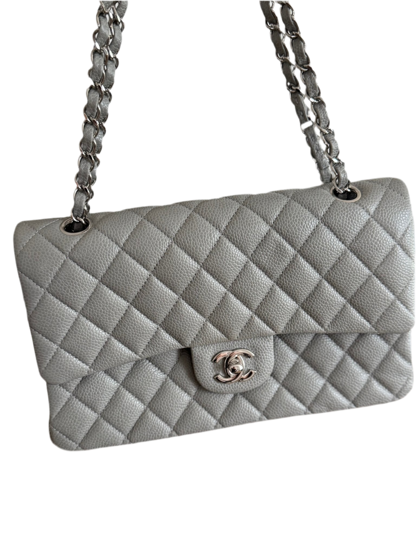 Gray Chanel Medium Double Flap Bag at The Platonist