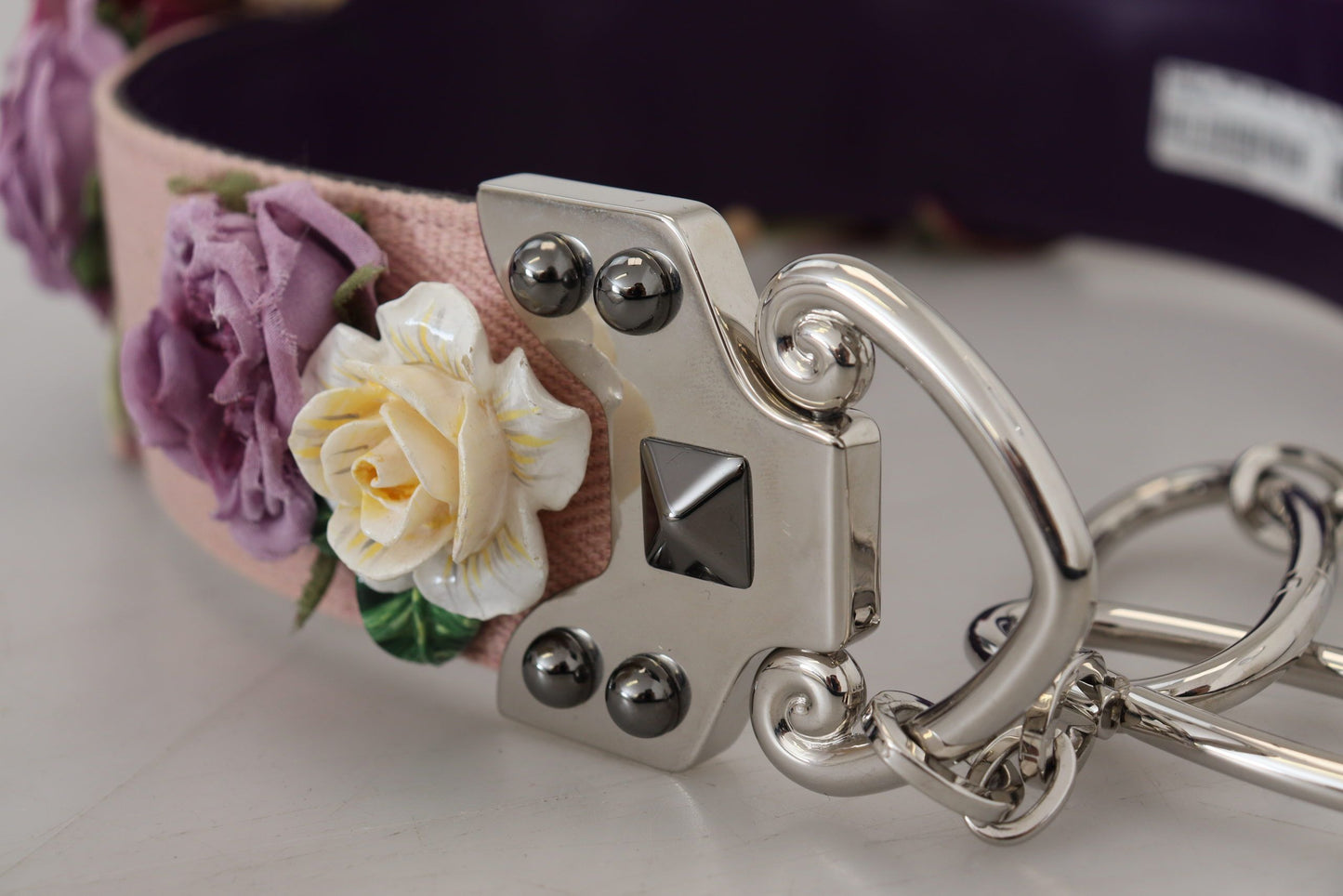 Dolce & Gabbana Beiges Schultergurt-Accessoire aus geblümtem Leder