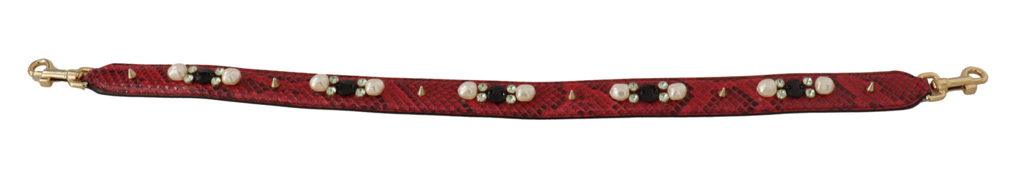 Dolce & Gabbana Élégante bandoulière en cuir de python rouge