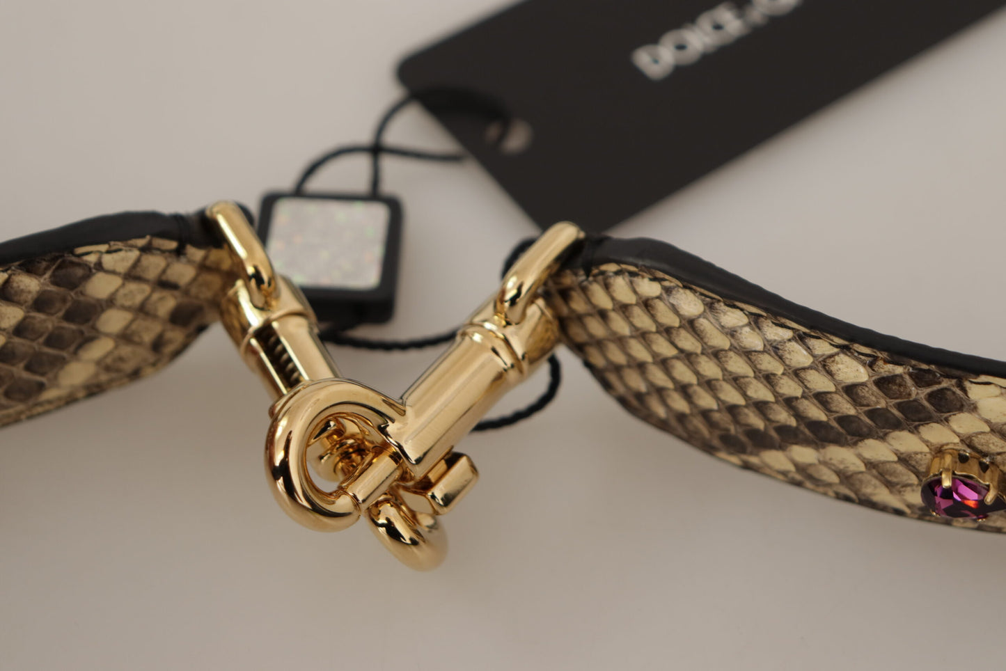 Dolce & Gabbana Eleganter Schultergurt aus beigefarbenem Pythonleder