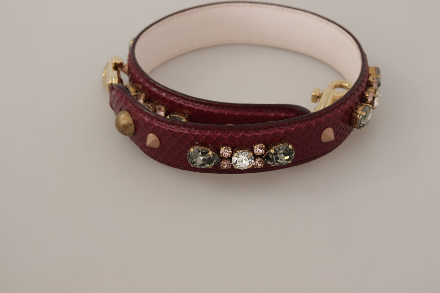 Bandoulière élégante en cuir de python Dolce & Gabbana Bordeaux