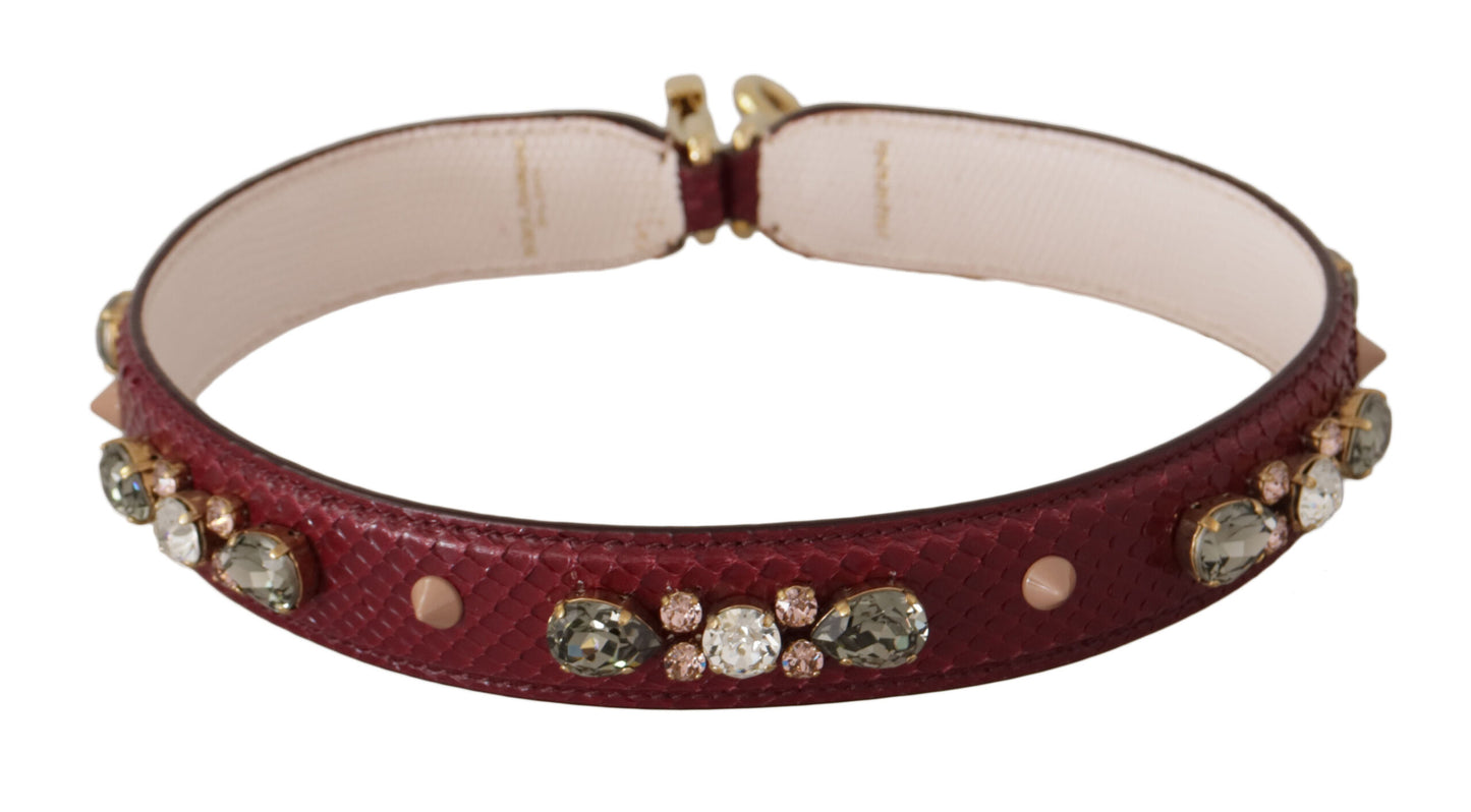 Bandoulière élégante en cuir de python Dolce & Gabbana Bordeaux