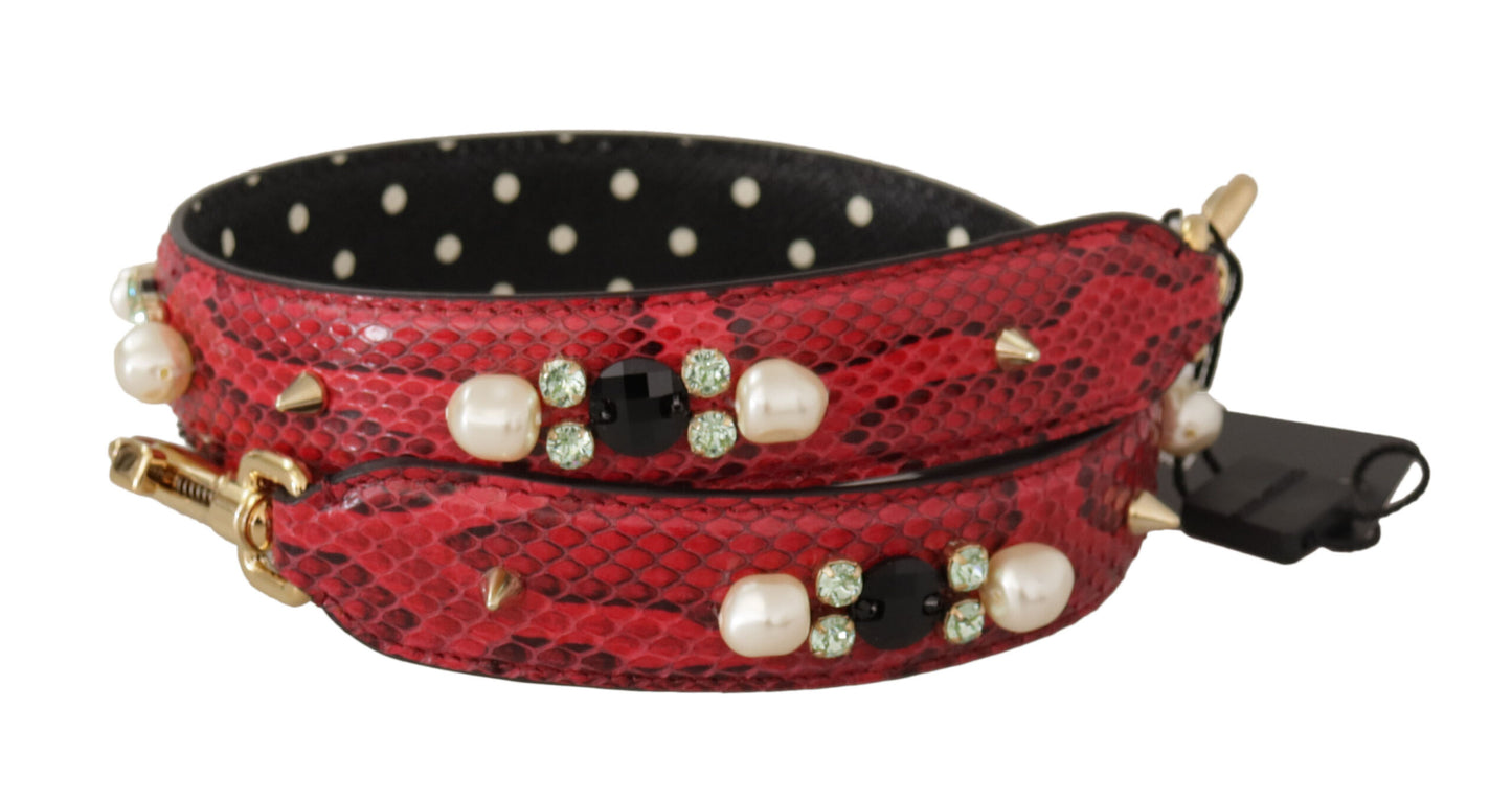 Dolce & Gabbana Élégante bandoulière en cuir de python rouge