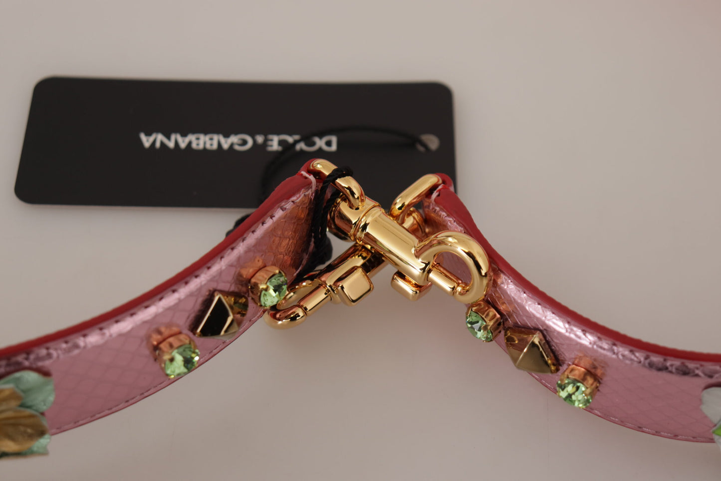 Dolce & Gabbana Élégante bandoulière en cuir rose métallisé