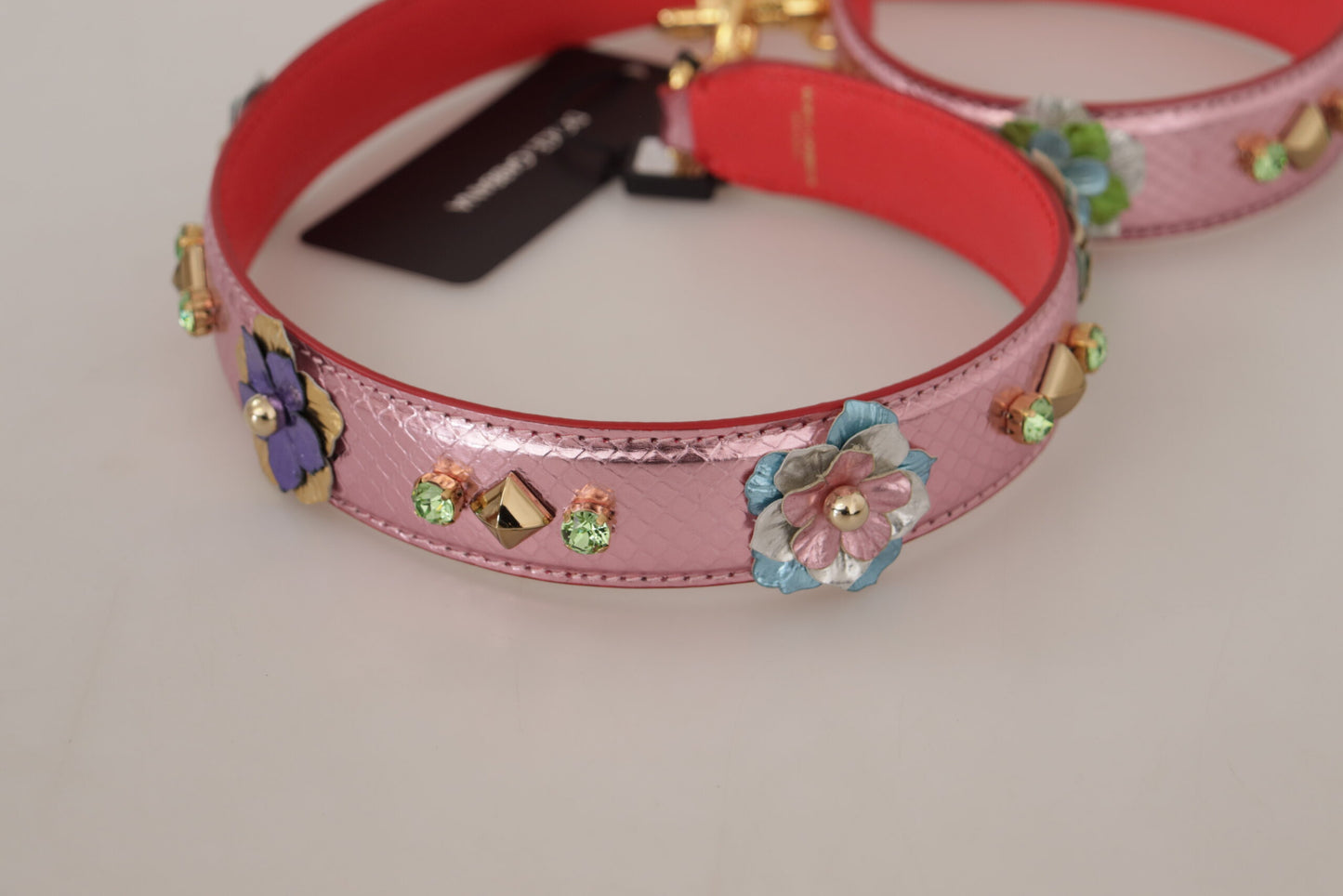 Dolce & Gabbana Élégante bandoulière en cuir rose métallisé