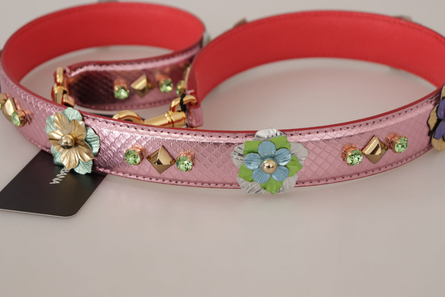 Dolce & Gabbana Élégante bandoulière en cuir rose métallisé