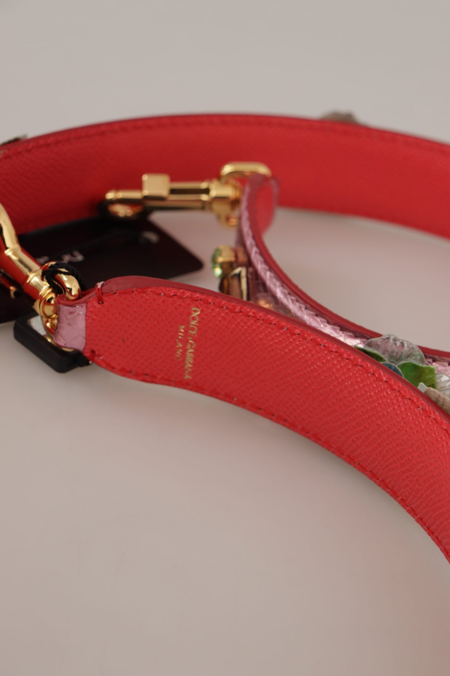 Dolce & Gabbana Élégante bandoulière en cuir rose métallisé
