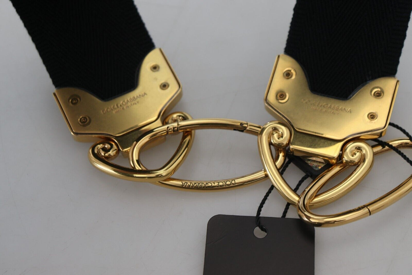 Dolce & Gabbana Eleganter gold-schwarzer Schultertaschengurt