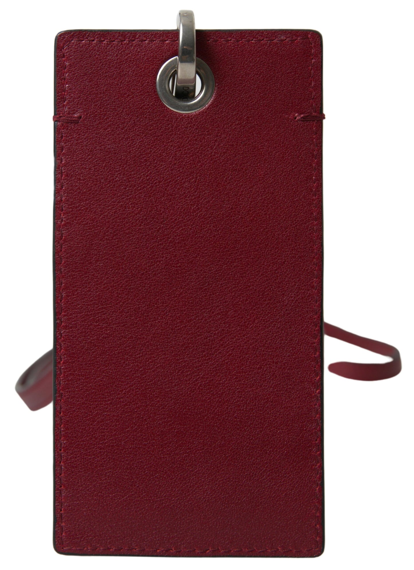 Porte-cartes élégant en cuir rouge Dolce & Gabbana avec cordon