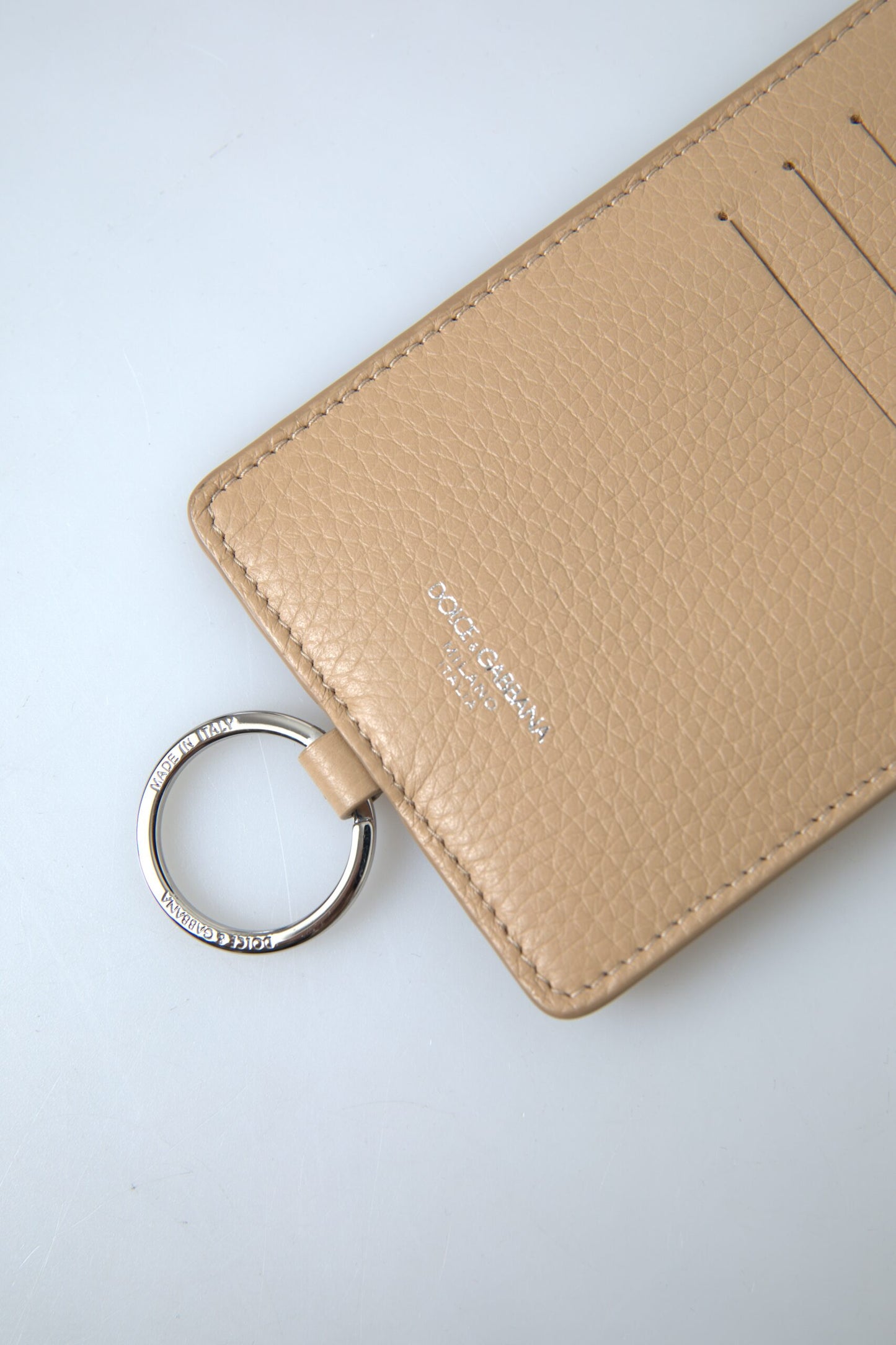 Dolce & Gabbana Elegantes Kartenetui aus beigefarbenem Leder