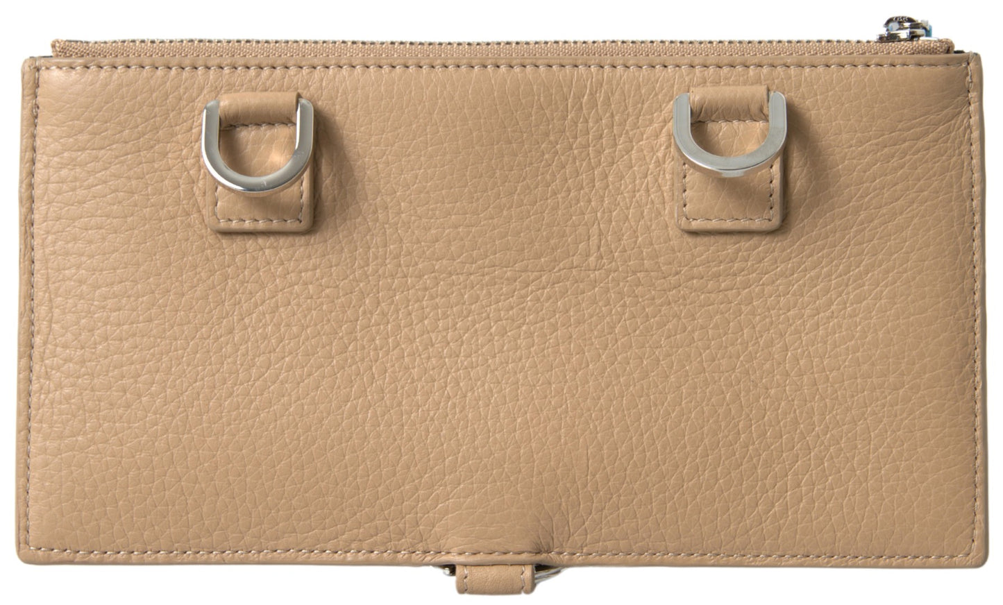 Dolce & Gabbana – Elegante beige Lederbrieftasche mit abnehmbarem Riemen