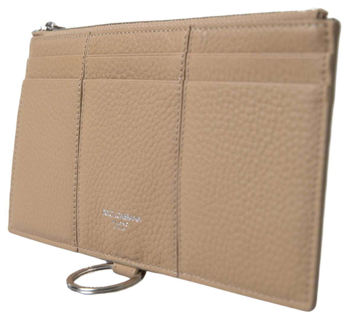 Dolce & Gabbana – Elegante beige Lederbrieftasche mit abnehmbarem Riemen