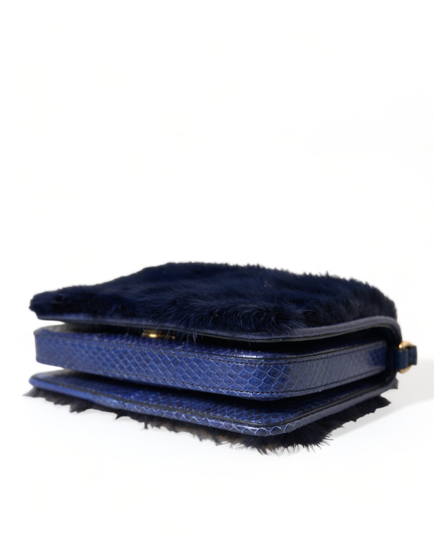 Dolce & Gabbana - Sac bandoulière en fourrure de vison bleu exquis