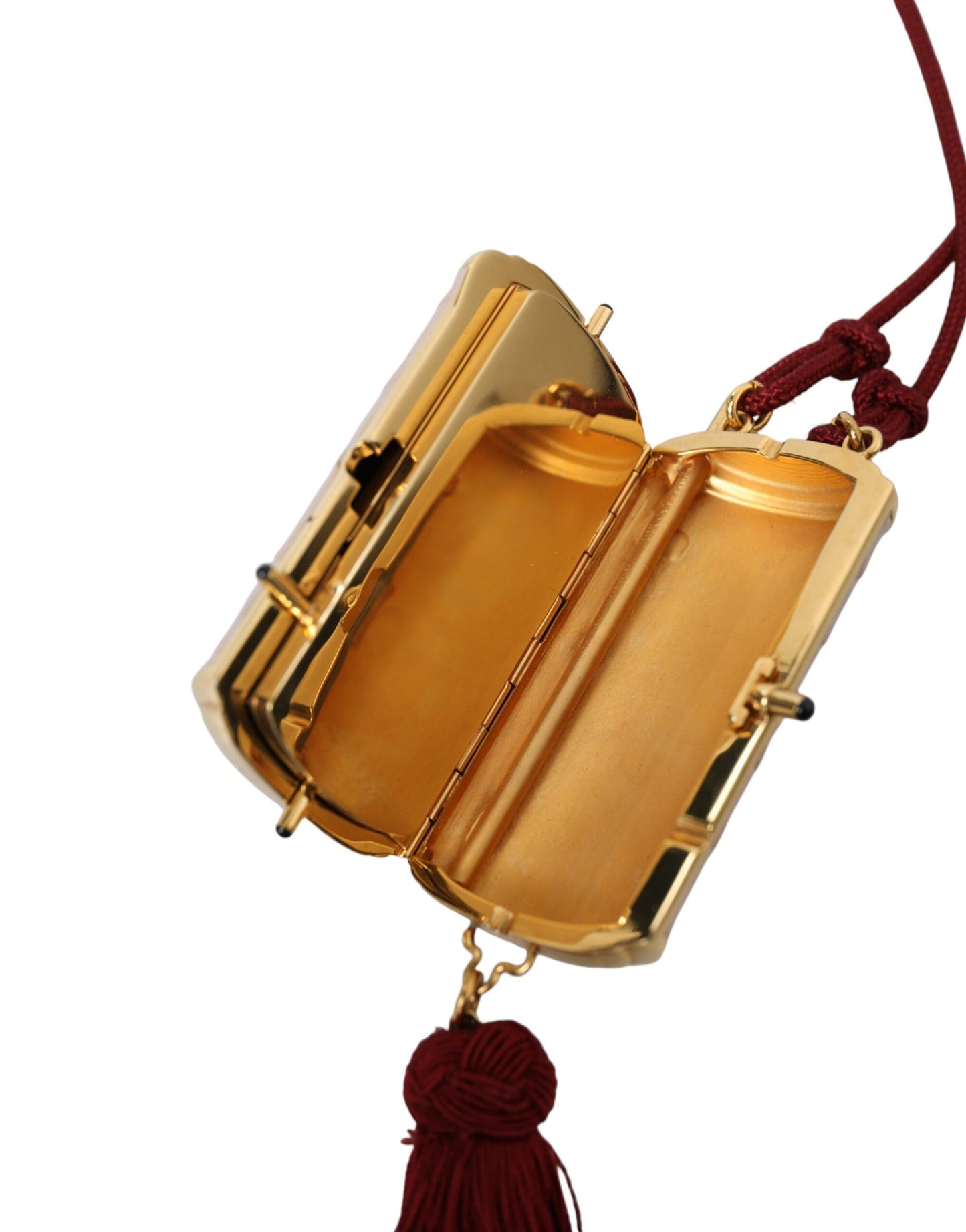 Mini sac miroir Dolce & Gabbana en cuir rose exotique avec pompon