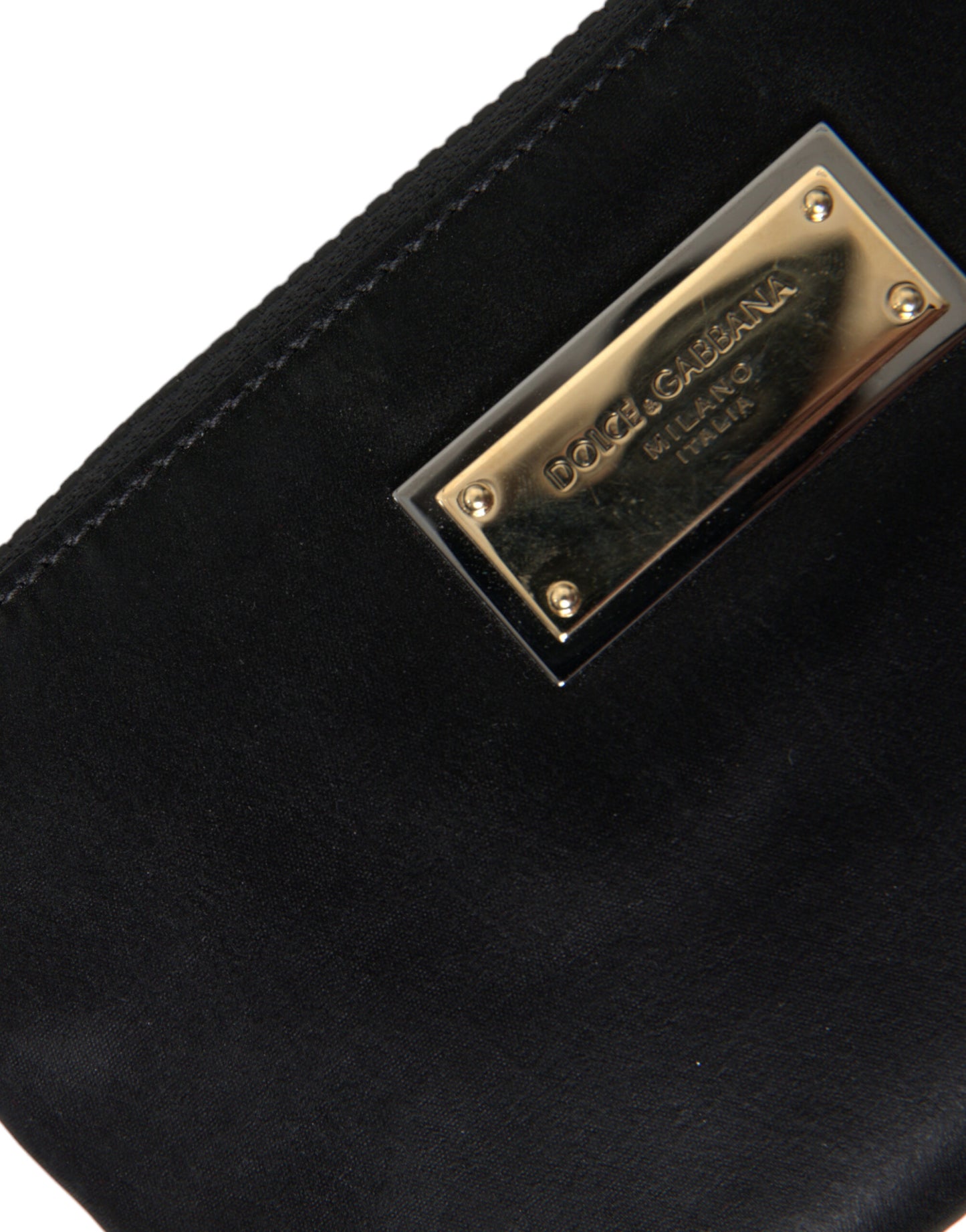 Pochette élégante en nylon et cuir noir Dolce & Gabbana