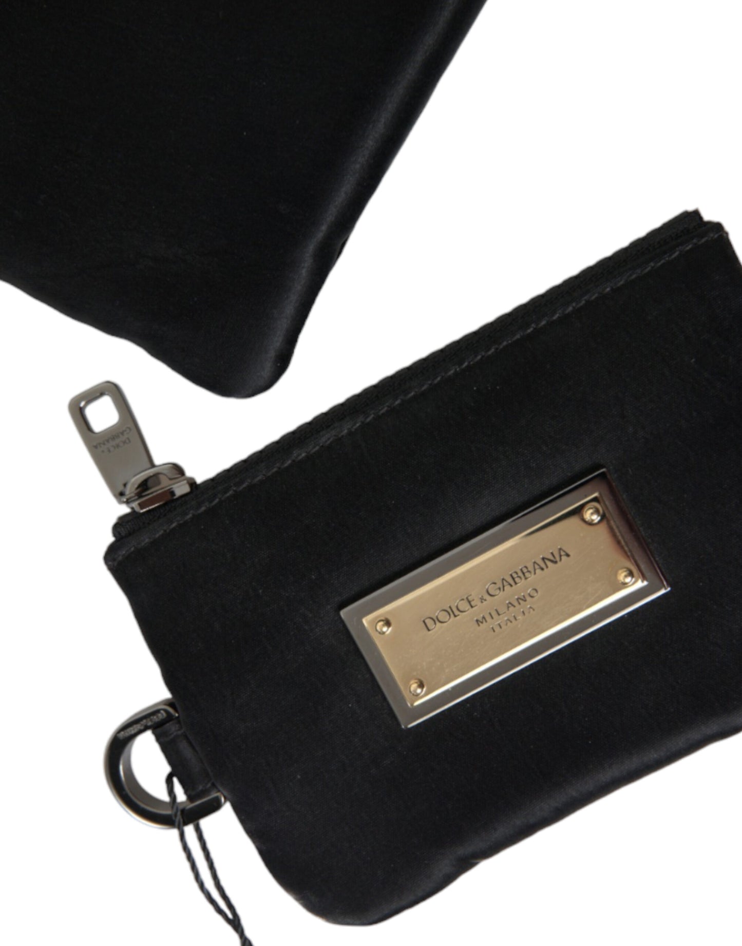 Pochette élégante en nylon et cuir noir Dolce & Gabbana