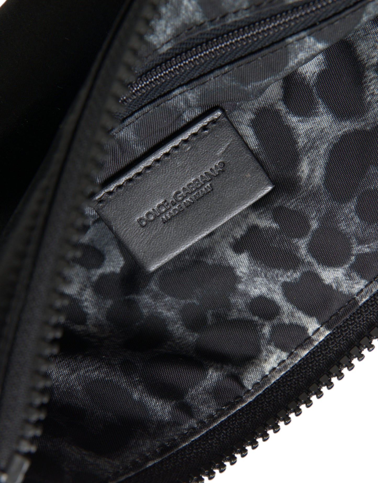 Pochette élégante en nylon et cuir noir Dolce & Gabbana