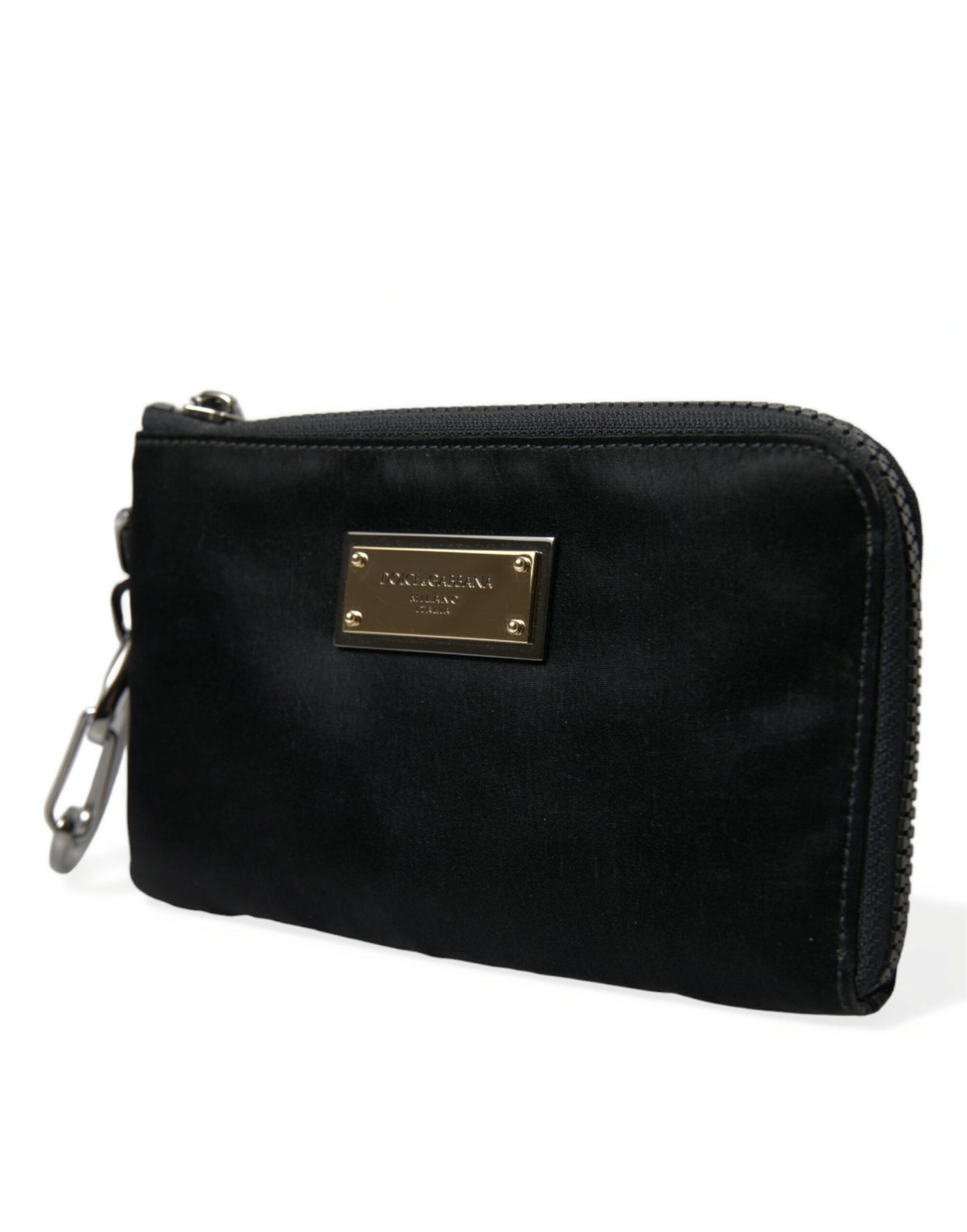 Pochette Dolce & Gabbana Elite en nylon et cuir noir avec logo