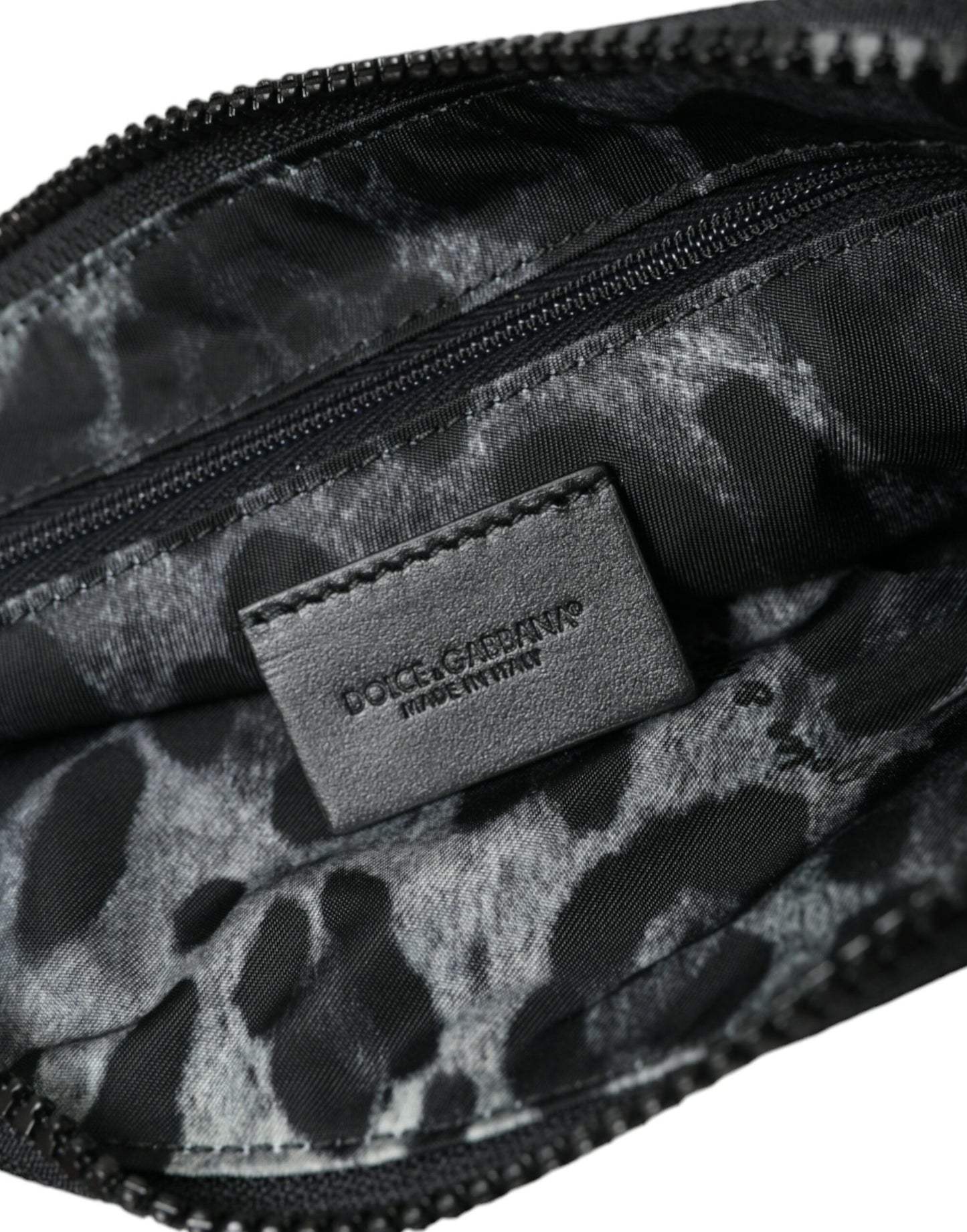 Pochette Dolce & Gabbana Elite en nylon et cuir noir avec logo
