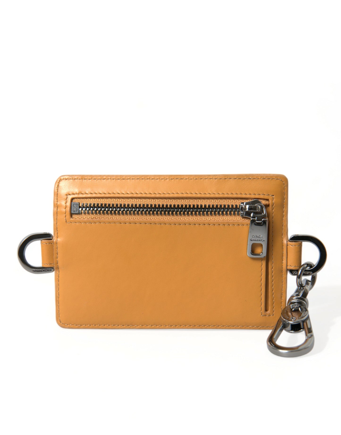 Porte-cartes élégant en cuir de veau orange Dolce & Gabbana