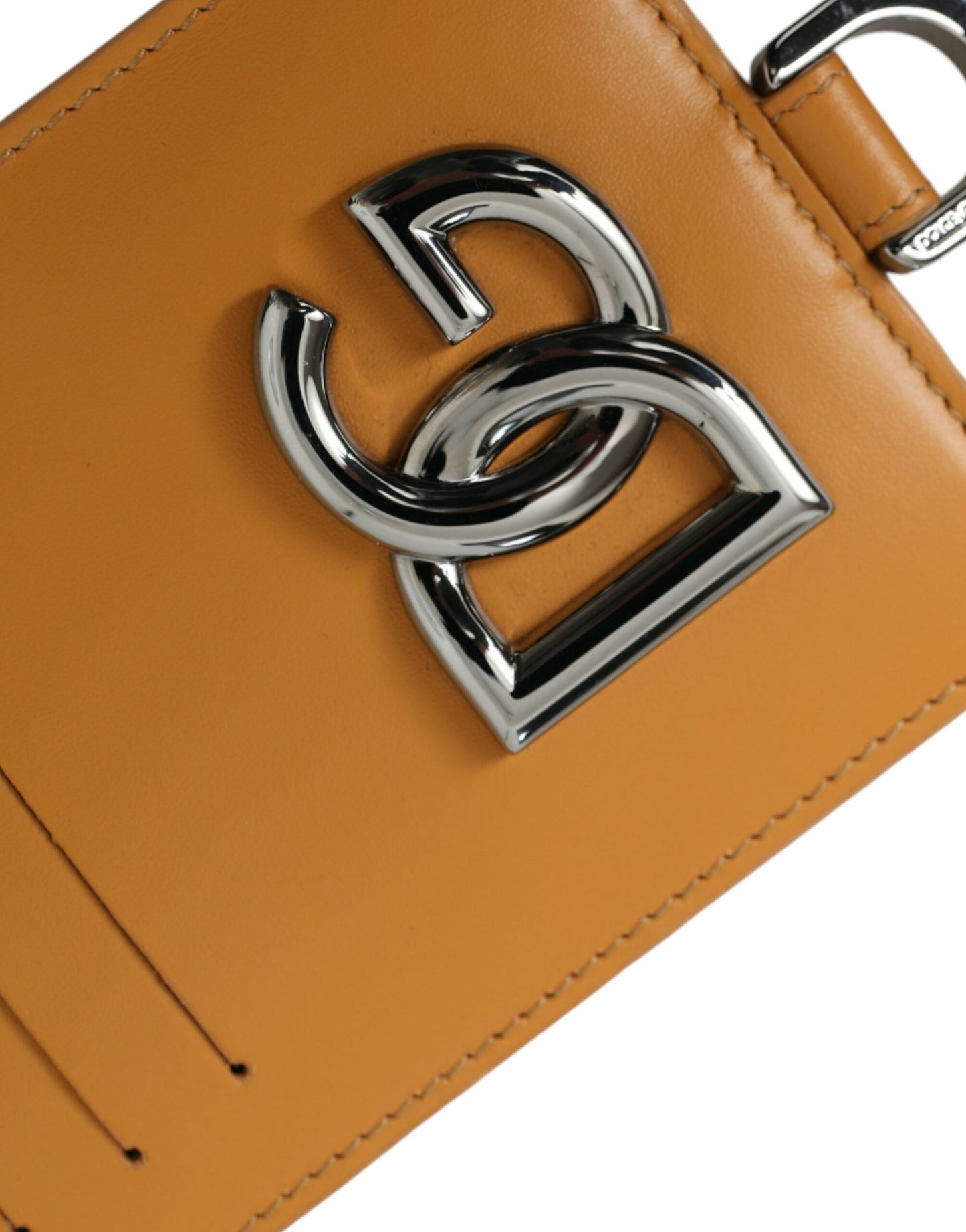 Porte-cartes élégant en cuir de veau orange Dolce & Gabbana