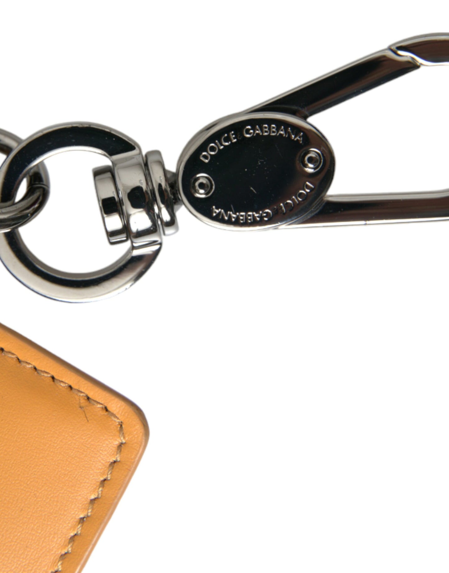 Porte-cartes élégant en cuir de veau orange Dolce & Gabbana