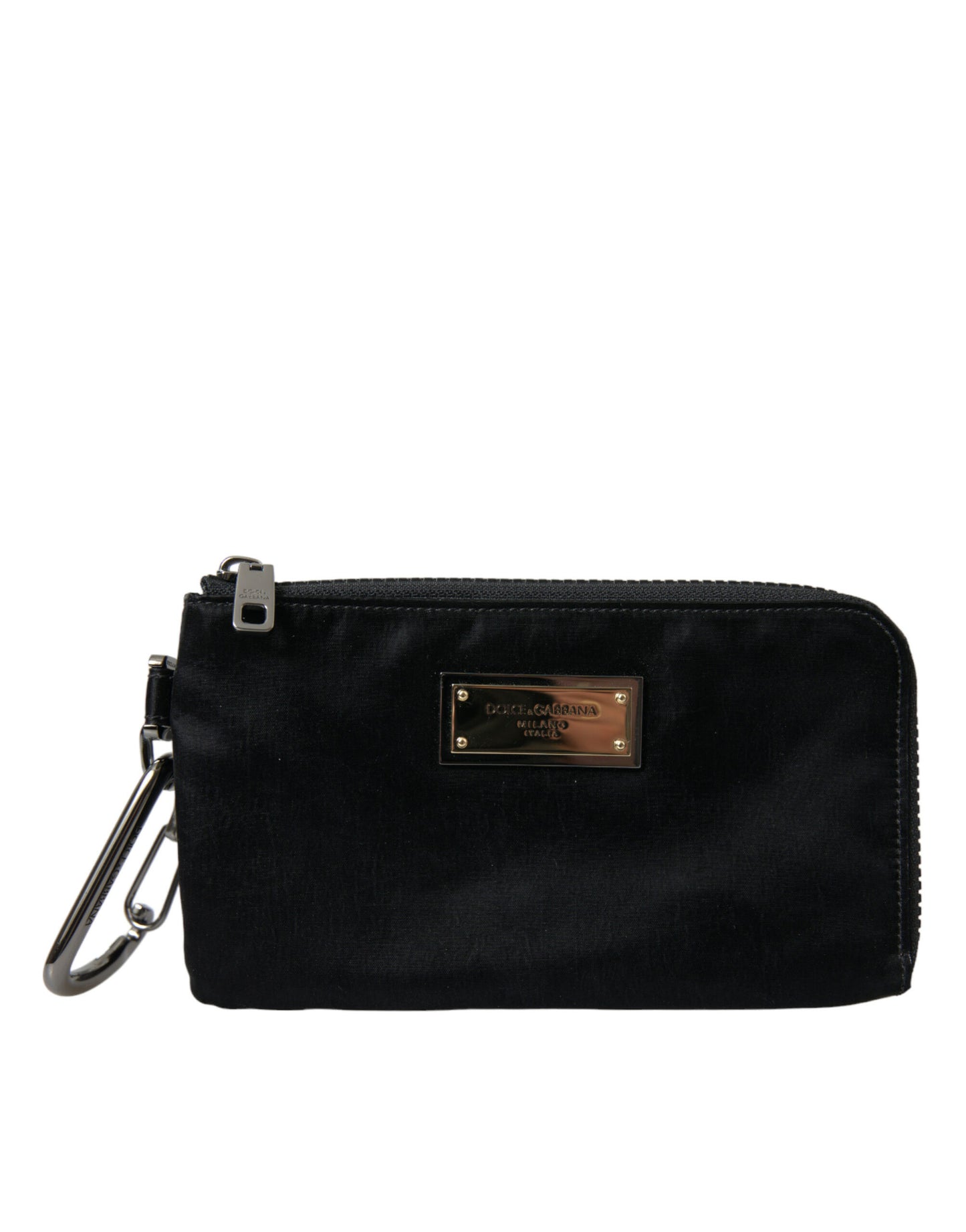 Pochette élégante en nylon et cuir Dolce & Gabbana, noire