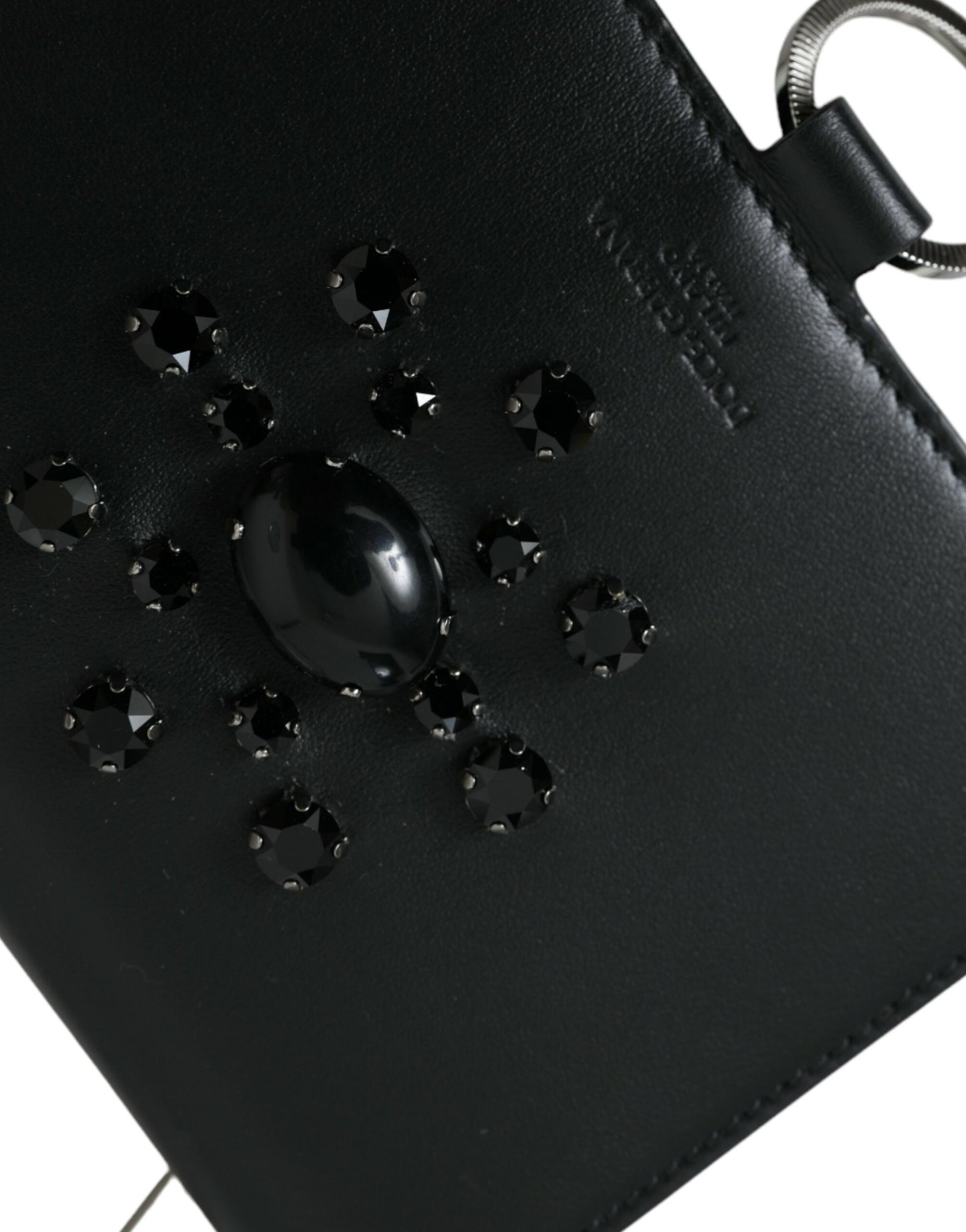 Porte-cartes élégant en cuir orné de cristaux Dolce & Gabbana
