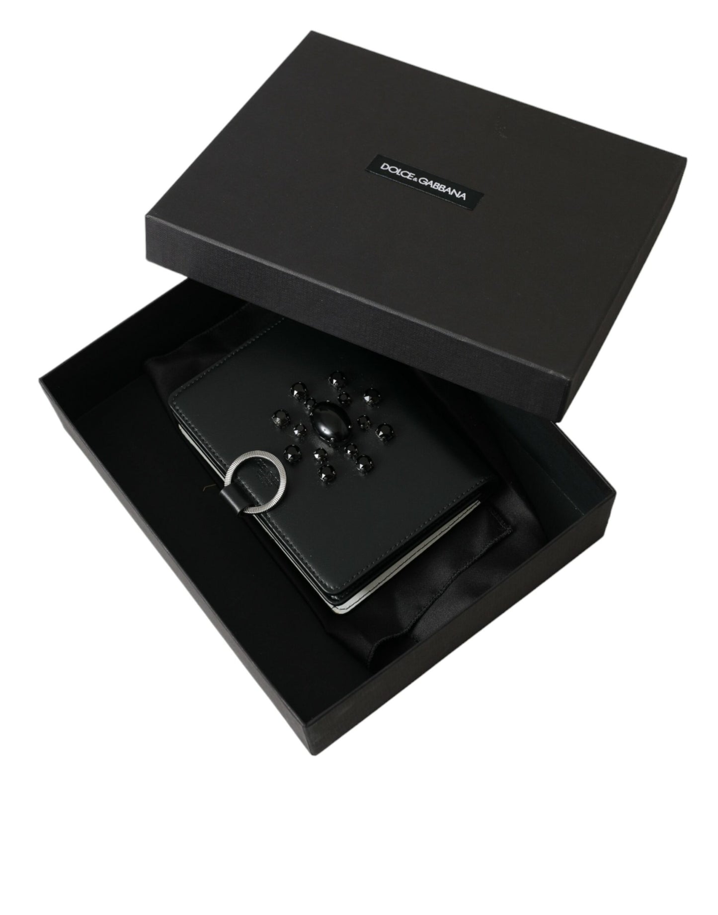 Porte-cartes élégant en cuir orné de cristaux Dolce & Gabbana
