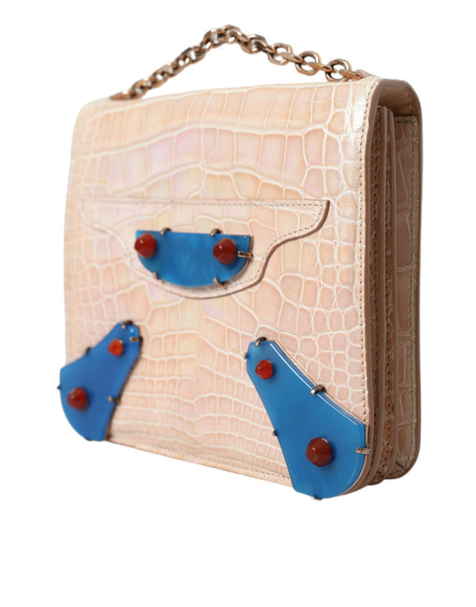 Balenciaga Elegant Mini Chain Beige Clutch for Evening Elegance at The Platonist