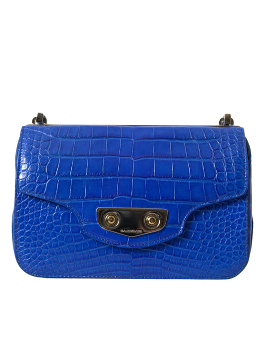 Balenciaga Alligator Skin Mini Shoulder Bag - Elegant Blue at The Platonist