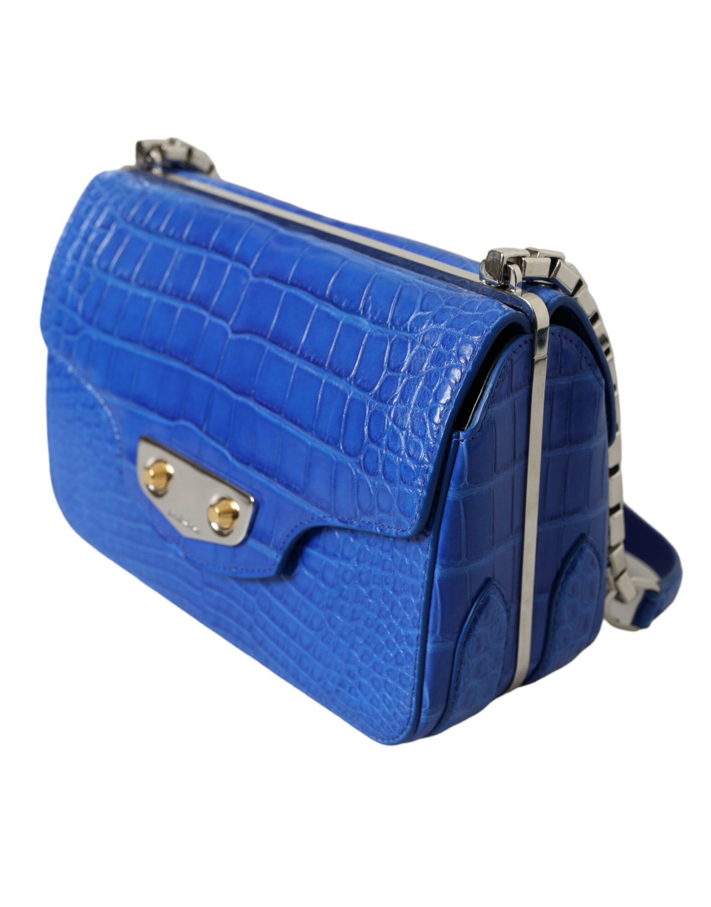 Balenciaga Alligator Skin Mini Shoulder Bag - Elegant Blue at The Platonist