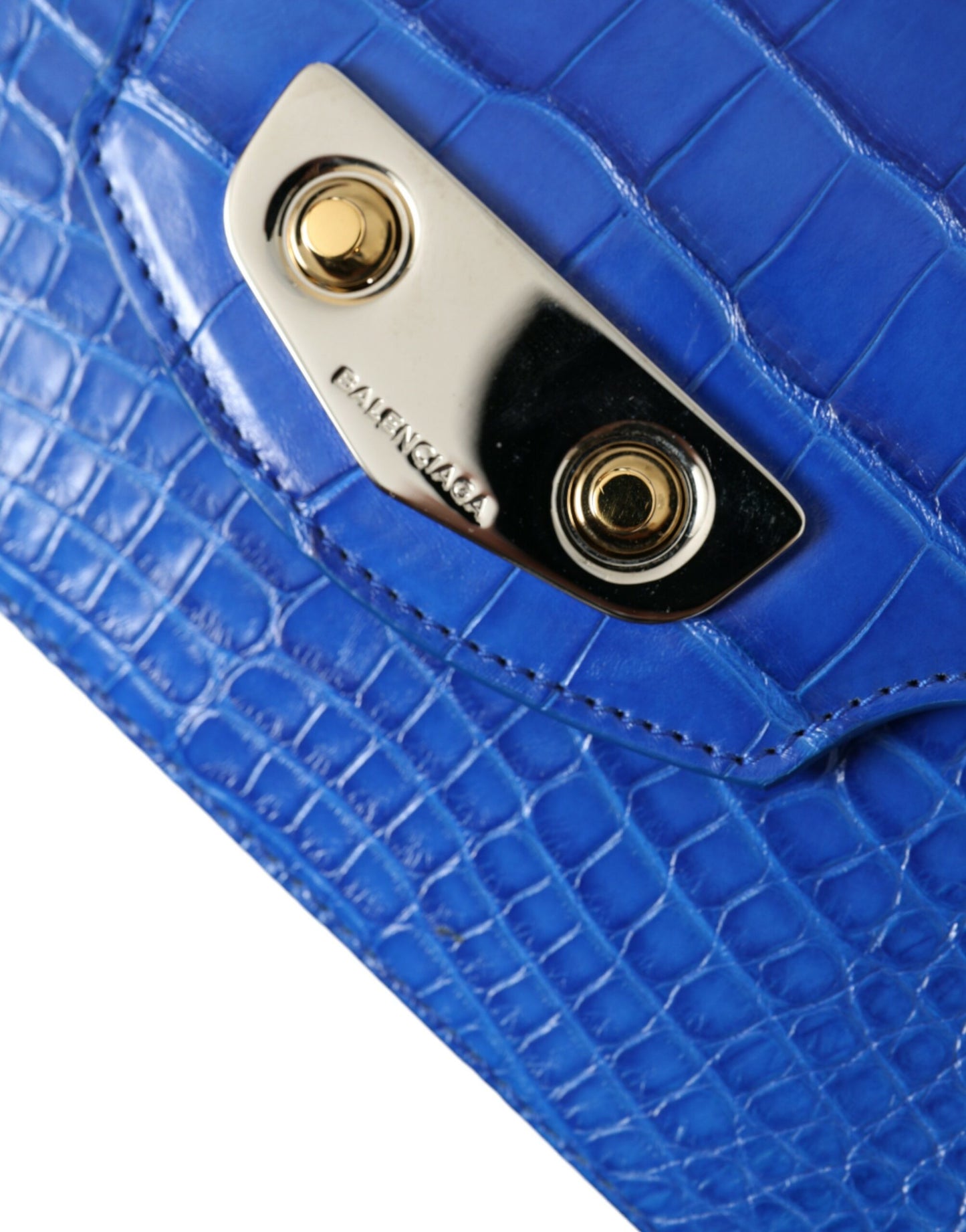 Balenciaga Alligator Skin Mini Shoulder Bag - Elegant Blue at The Platonist