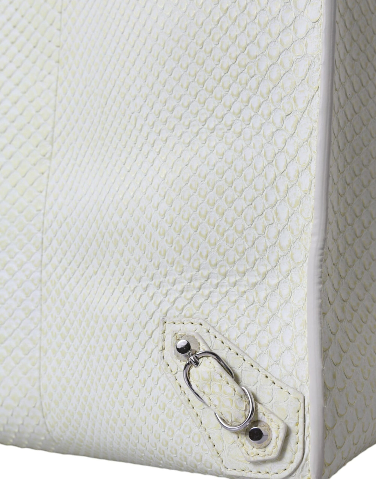 Balenciaga Chic Python Leather Tote in White & Yellow at The Platonist