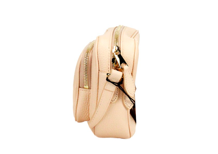 Burberry Small Branded Peach Pink Grainy Leather Camera Crossbody Bag at The Platonist