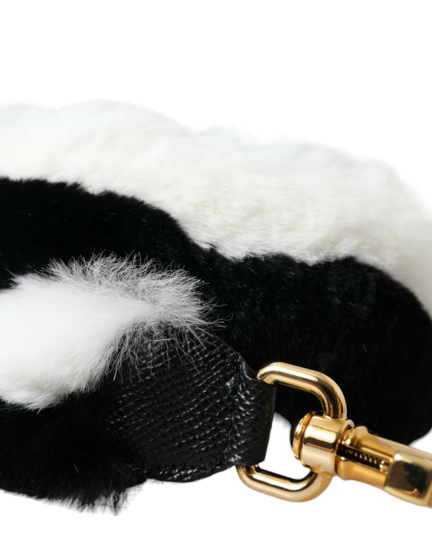 Dolce & Gabbana Schwarz-Weiß Lapin Pelz Accessoire Schultergurt