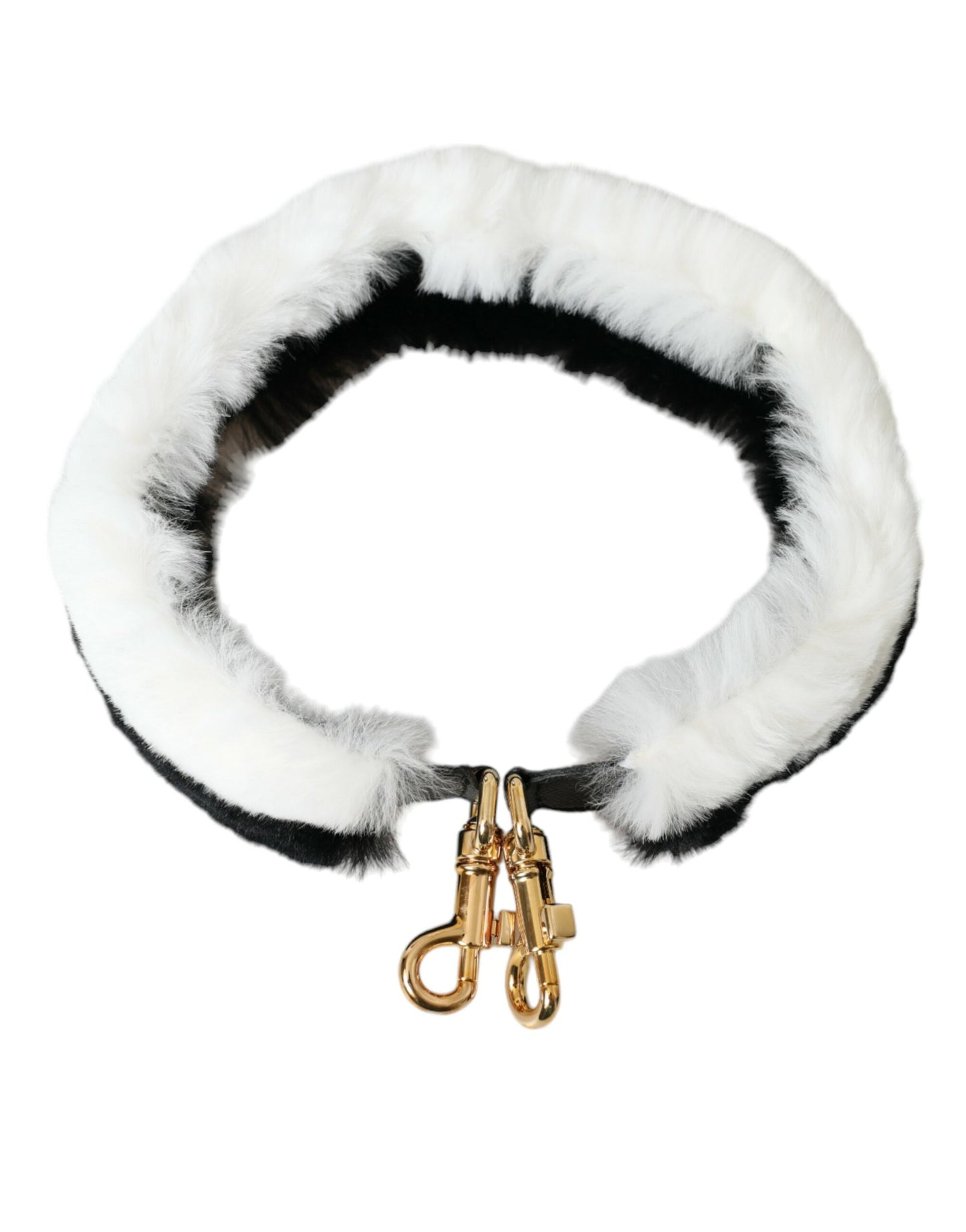 Dolce & Gabbana Schwarz-Weiß Lapin Pelz Accessoire Schultergurt
