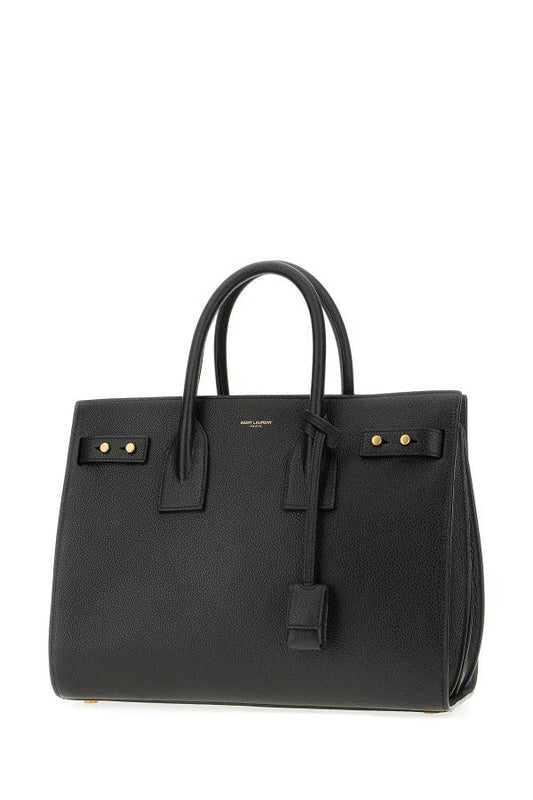 Saint Laurent Black Calf Leather Sac De Jour Handbag at The Platonist