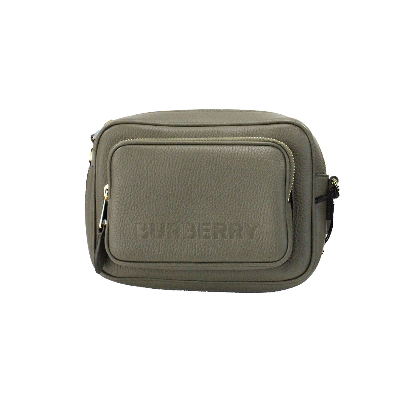 Burberry Small Branded Dark Fern Green Grainy Leather Camera Crossbody Bag at The Platonist